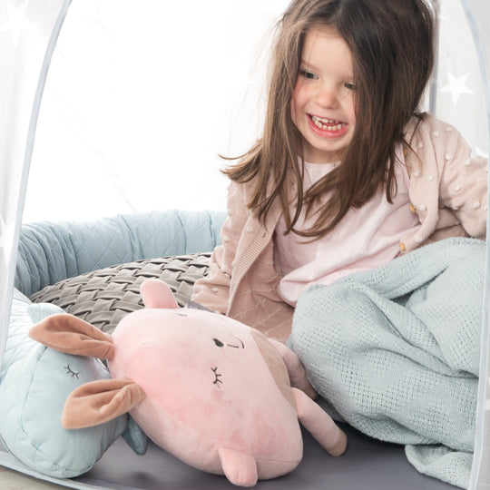 Cuscino coccoloso 'Lil Cuties' - Peluche 'Lily' con biglietto d’amicizia - Rosa / Malva
