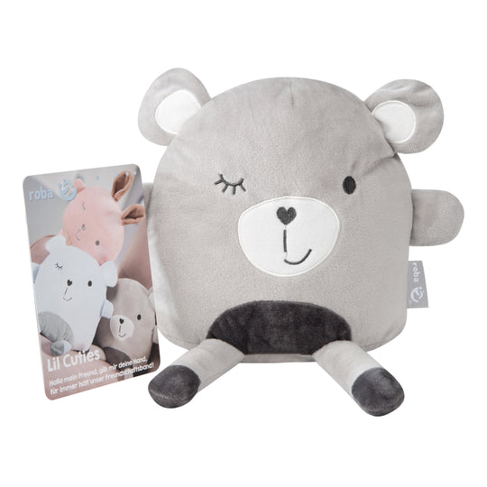 Cojín de peluche 'Lil Cuties', peluche 'Sammy' con tarjeta de amistad, Gris Plateado