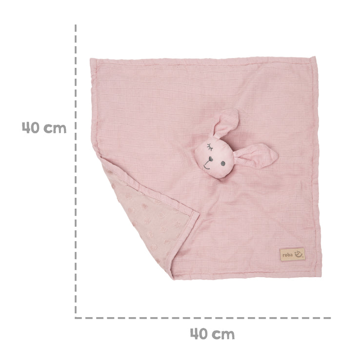 Doudou bio "Lil Planet" rose/mauve, 40 x 40 cm, mousseline et jersey, certifié GOTS