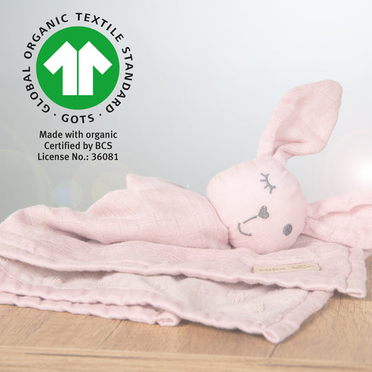 Organic Comforter 'Lil Planet' Pink / Mauve, 40 x 40 cm, Muslin & Jersey, GOTS Certified