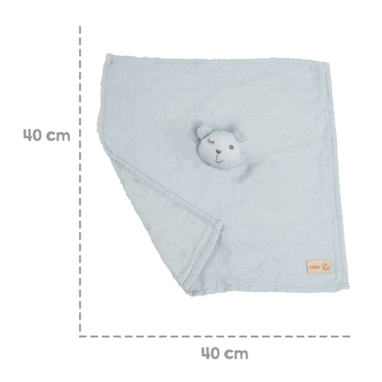 Organic Comforter 'Lil Planet' Light Blue, 40 x 40 cm, Muslin & Jersey, GOTS Certified