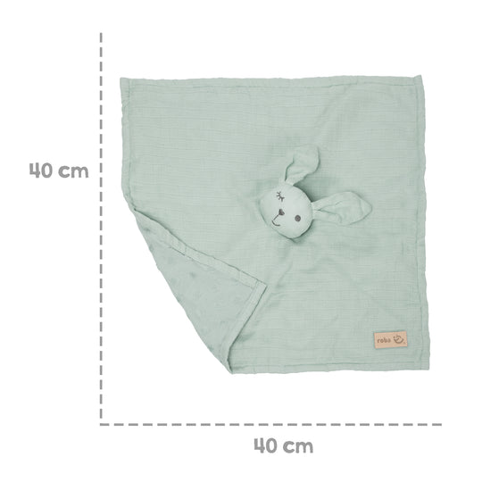 Organic Cuddly Cloth 'Lil Planet' Frosty Green, 40 x 40 cm, Muslin & Jersey, GOTS Certified