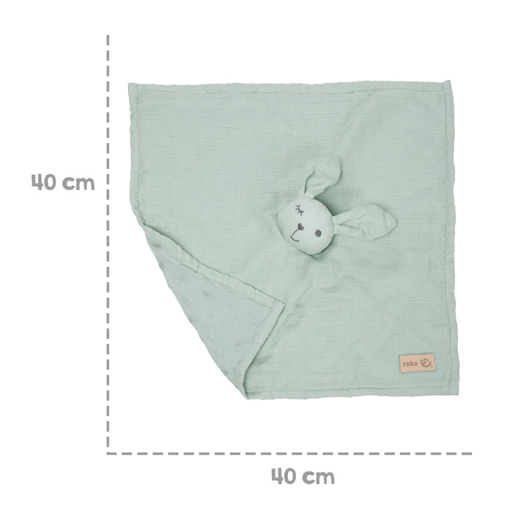 Organic cuddly blanket 'Lil Planet' frosty green, 40 x 40 cm, muslin & jersey, GOTS certified