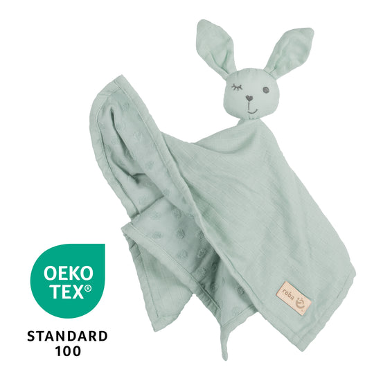 Organic Cuddly Cloth 'Lil Planet' Frosty Green, 40 x 40 cm, Muslin & Jersey, GOTS Certified