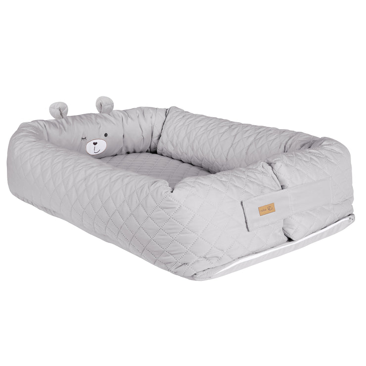 Baby lounge 'roba Style', cuddle nest with bear face 'Sammy', gray, travel cot, changing mat