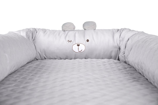 Nid d'ange 'roba Style' avec visage d'ours 'Sammy' - Nid douillet - Gris argenté