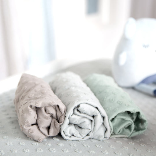 Funda ajustable orgánica para cambiadores 'Lil Planet' frosty green, jersey orgánico, GOTS, 75 x 85 cm