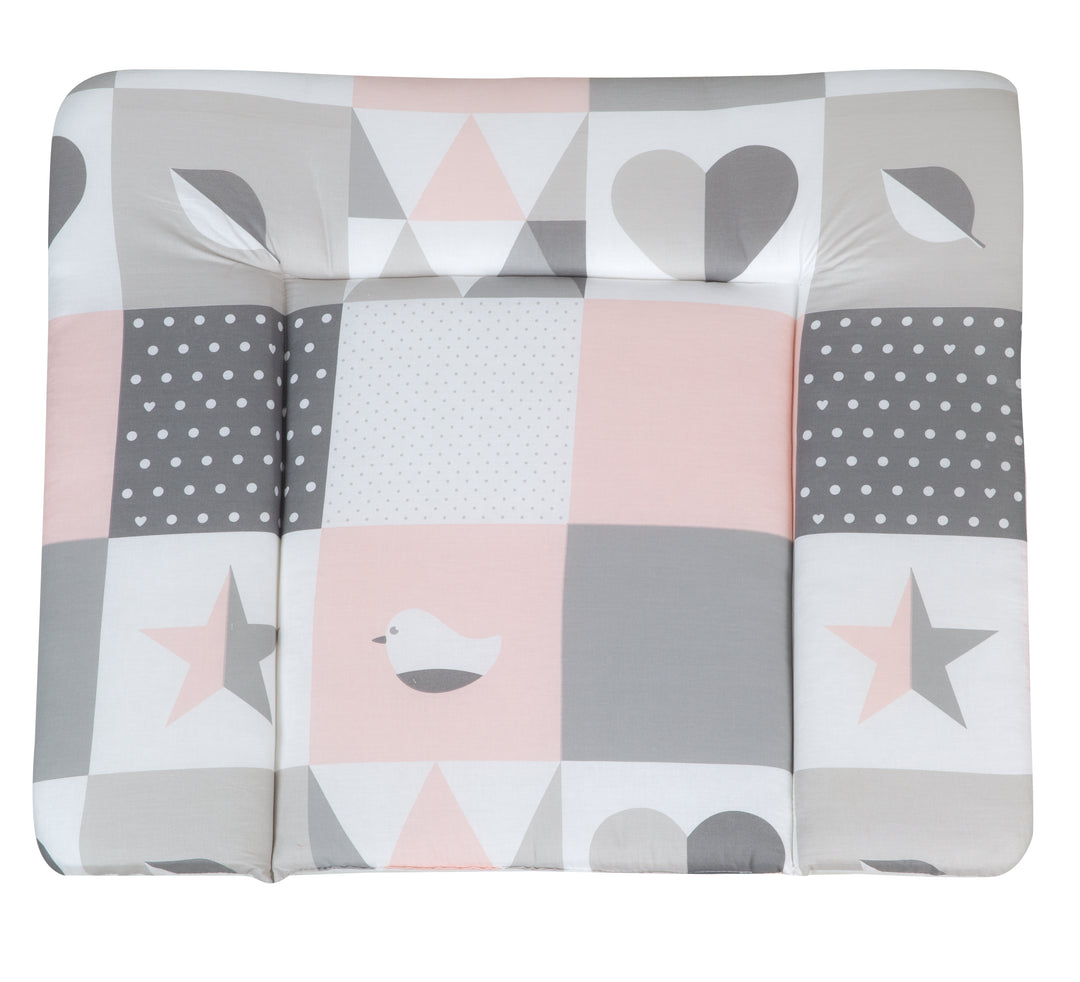 Almohadilla para cambiar 'Happy Patch rosa', 85 x 75 cm, almohadilla suave para cambiar, recubierta de PU
