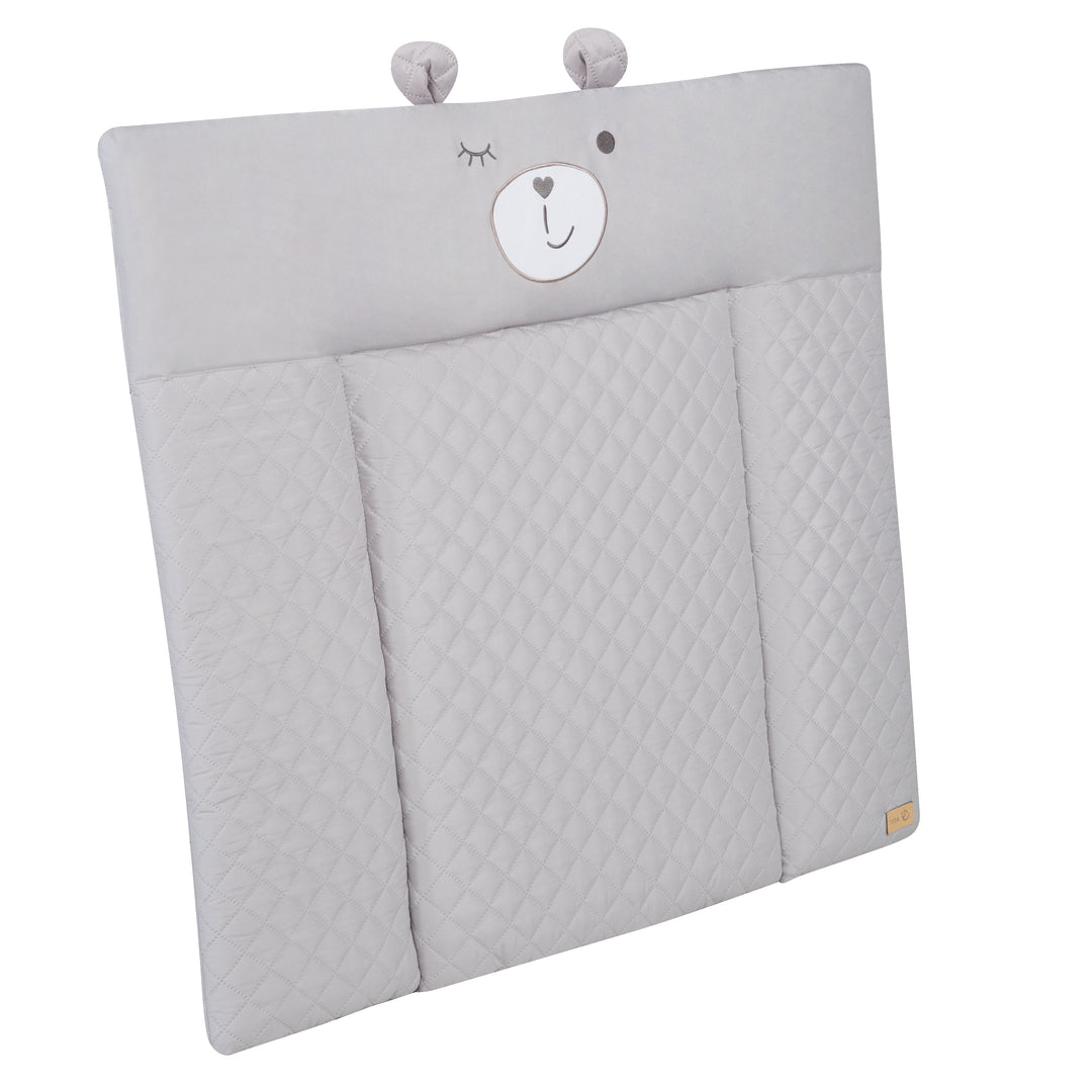 Materassino fasciatoio 'roba Style', grigio, 85 x 75 cm, lavabile, con volto di orsetto 'Sammy'