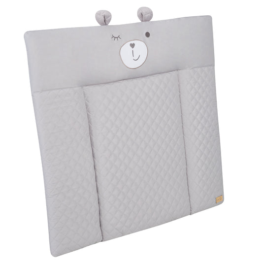 Materassino fasciatoio 'roba Style', grigio, 85 x 75 cm, lavabile, con volto di orsetto 'Sammy'