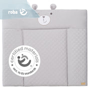 Changing mat soft 'roba Style' grey, 85 x 75 cm, wipeable, with bear face 'Sammy'
