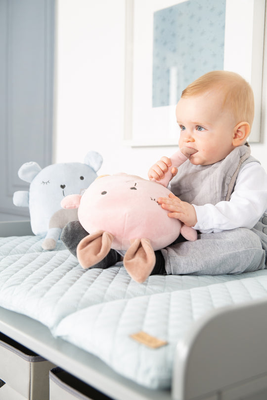 Matelas à langer 'roba Style' - 85 x 75 cm - Visage d'ours 'Benny' - Facile à nettoyer - Bleu clair