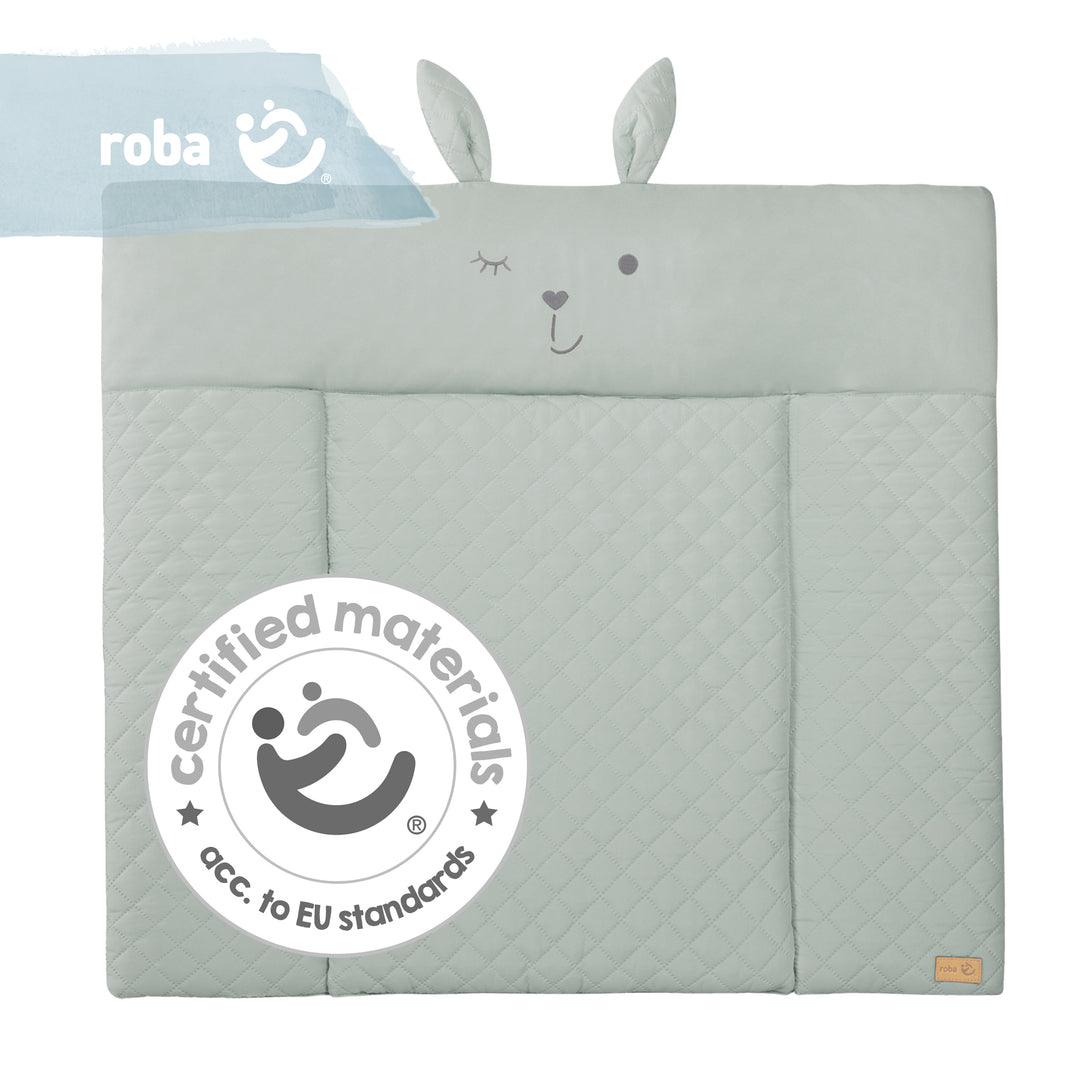 Materassino fasciatoio morbido 'roba Style' 85x75 cm, può essere spazzato via, in verde gelido, con la faccia di coniglio 'Lily'