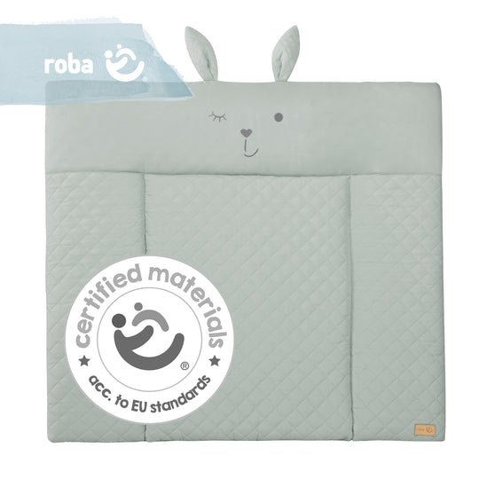 Materassino fasciatoio morbido 'roba Style' 85x75 cm, può essere spazzato via, in verde gelido, con la faccia di coniglio 'Lily'