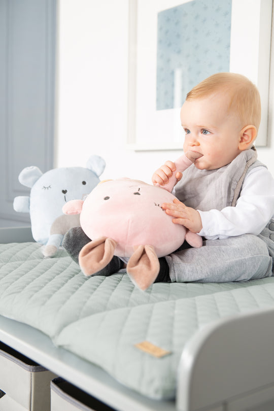 Materassino fasciatoio morbido 'roba Style' 85x75 cm, può essere spazzato via, in verde gelido, con la faccia di coniglio 'Lily'