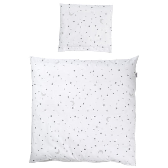 Ropa de cama para cuna 'Sternenzauber Gris', juego de 2 piezas para cuna, 80 x 80 cm, 100% algodón