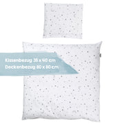 Biancheria per culla "Sternenzauber grau", set culla 2 pezzi, biancheria da letto per bambini 80 x 80 cm, 100% cotone