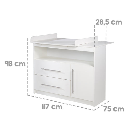 Kinderzimmerset 'Maren' 3-teilig - Bett 70x140 + Wickelkommode schmal + Kleiderschrank 3-türig