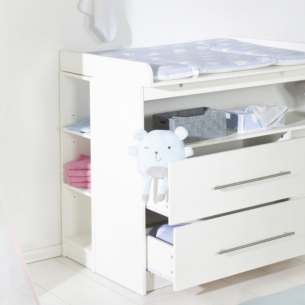 Estante lateral adecuado para varias cómodas de cambio - madera pintada de blanco
