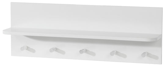 Appendiabiti da parete 'Maren', 1 ripiano, 5 ganci bianco, per ingresso / bagno o guardaroba nella camera dei bambini
