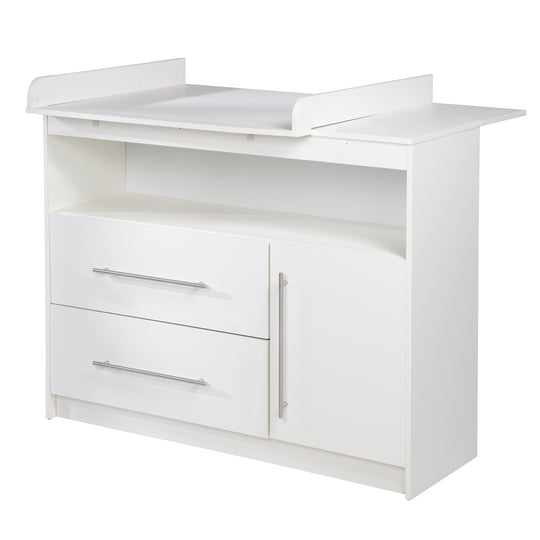 Cómoda de cambio 'Maren', con superficie para cambio desmontable, ancha, 2 cajones, altura de cambio 90,5 cm