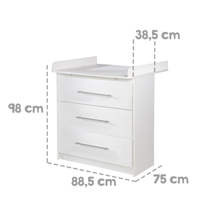 Set de muebles 'Maren' de 2 piezas - Cuna 70x140 + Cómoda cambiador estrecha - Blanco