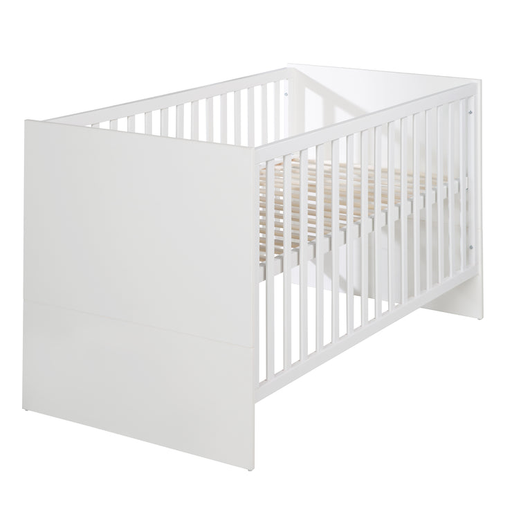Combi children's bed 'Maren', 70 x 140 cm, white, height-adjustable, 3 slip bars, convertible