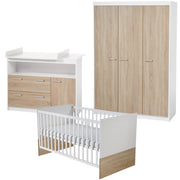 Conjunto de muebles para niños 'Gabriella' con cuna de 70 x 140 cm, cambiador ancho y armario de 3 puertas
