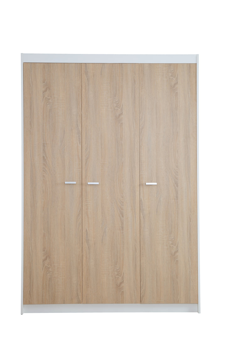 Wardrobe 'Gabriella', cupboard with 3 doors, soft-close technology, milled white