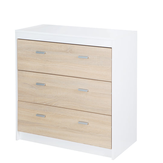 Commode 'Gabriella' avec table à langer amovible, bicolore, 3 tiroirs, hauteur à langer 90 cm