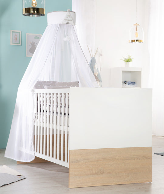 Kindermöbelset 'Gabriella' inkl. Babybett 70 x 140 cm, breiter Wickelkommode & Schrank 3-türig