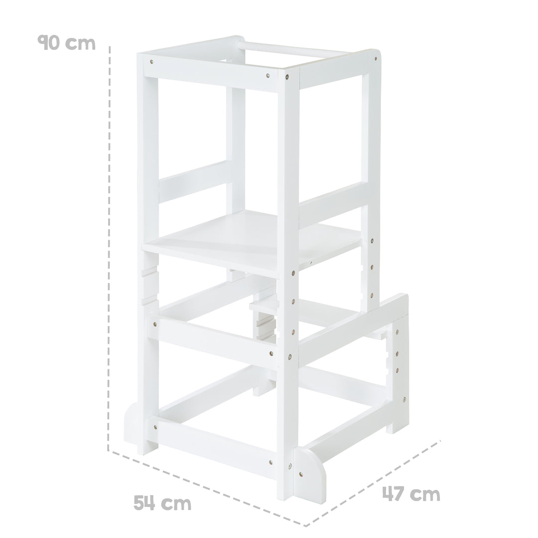 Learning Tower White, Safe Step Stool for Children, Ideal as Kitchen Helper, Load Capacity Up to 80 kg