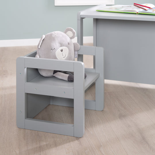 Ensemble de chaises pour enfants 3en1 - Tabouret réversible + table - Transformable - Taupe
