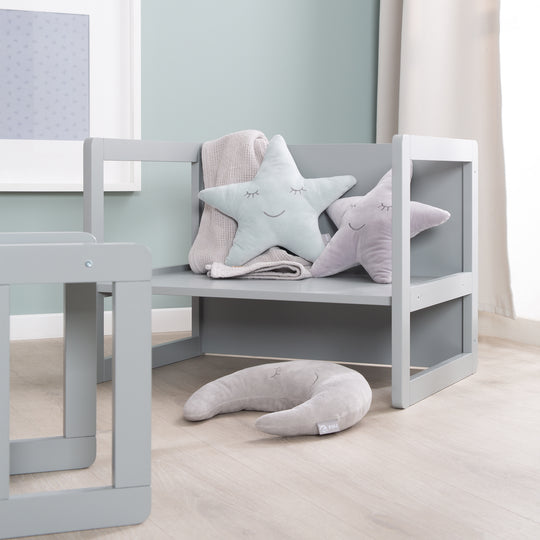 Ensemble de chaises pour enfants 3en1 - Tabouret réversible + table - Transformable - Taupe