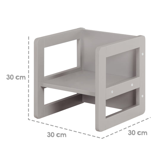 Ensemble de chaises pour enfants 3en1 - Tabouret réversible + table - Transformable - Taupe