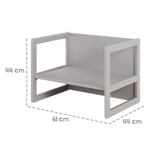 Ensemble de chaises pour enfants 3en1 - Tabouret réversible + table - Transformable - Taupe