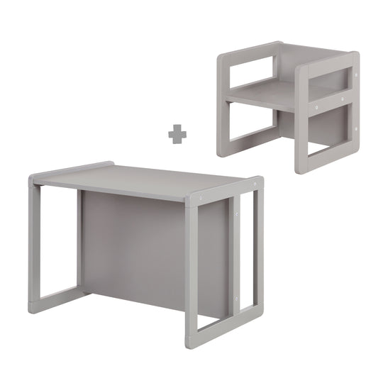 Ensemble de chaises pour enfants 3en1 - Tabouret réversible + table - Transformable - Taupe