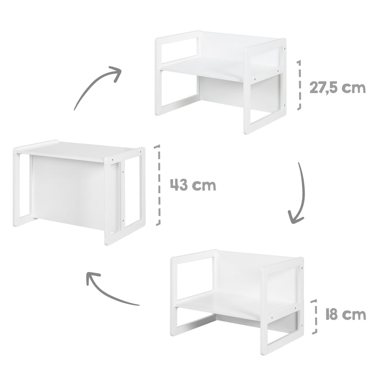 Grupo de asientos 3en1- Taburete y mesa reversibles - Blanco