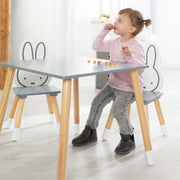 Grupo de asientos para niños 'miffy®', 2 sillas para niños y 1 mesa, madera, gris oscuro / lacado blanco