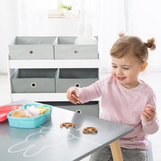Kindersitzgruppe 'miffy®', 2 Kinderstühlen & 1 Tisch, Holz, dunkelgrau/ weiß lackiert