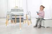 Dinette per bambini "miffy®", 2 sedie per bambini e 1 tavolo, set in legno, laccato grigio