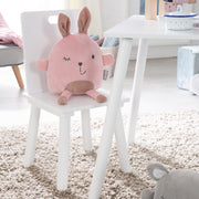 Children's seating group, children's furniture set of 2 children's chairs & 1 table, wooden seating set, painted white.