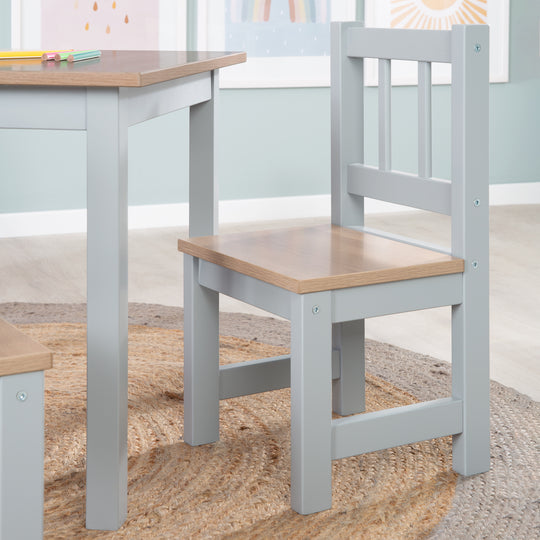 Ensemble de sièges 'Woody' - 2 chaises + table - Taupe laqué - Décor bois