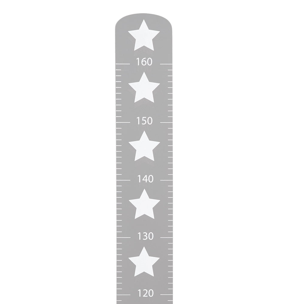 Growth Chart 'Little Stars' with Star Motif, Scale up to 160 cm, Wooden Measuring Bar, Grey