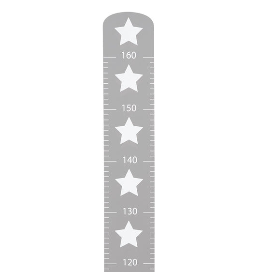 Growth Chart 'Little Stars' with Star Motif, Scale up to 160 cm, Wooden Measuring Bar, Grey