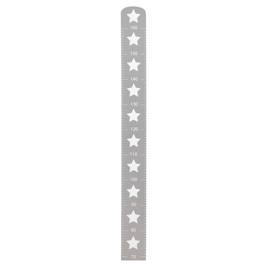 Growth Chart 'Little Stars' with Star Motif, Scale up to 160 cm, Wooden Measuring Bar, Grey