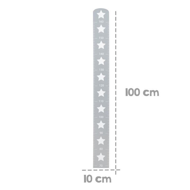 Metro "Stelline" con motivo a stella, scala fino a 160 cm, metro in legno, grigio