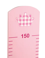 Growth Ruler 'Crown' with fairytale motif, scale up to 150 cm for children, wood, painted pink