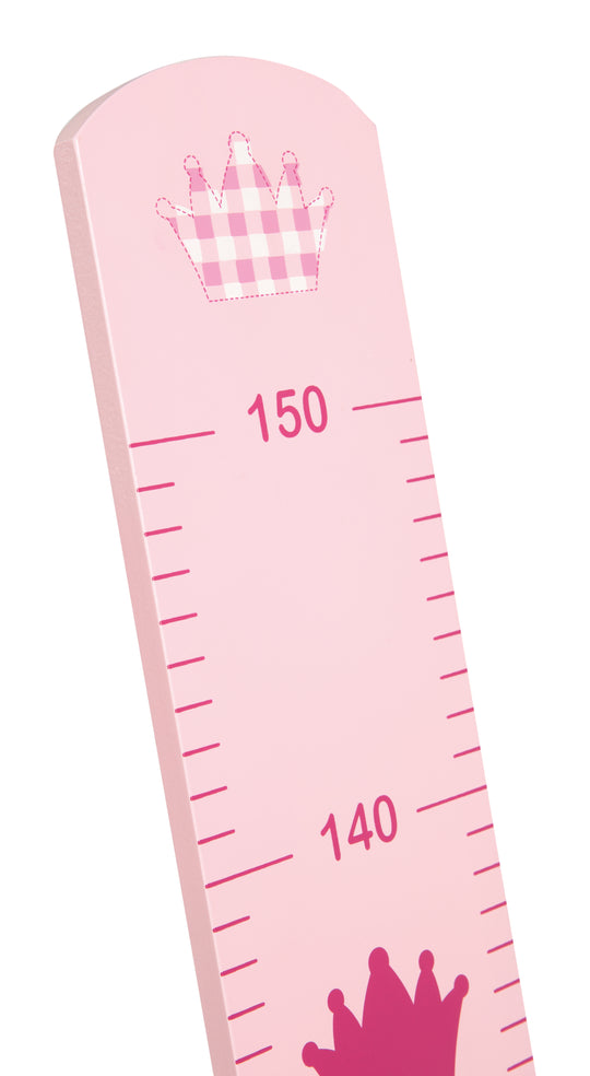 Height Chart 'Crown' with Fairy Tale Motif, Scale up to 150 cm for Children, Wood, Pink Painted