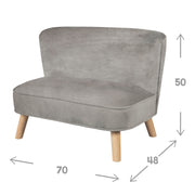 Children's sofa 'Lil Sofa', comfortable children's couch, stable wooden feet, gray velvet fabric